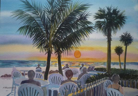 Anna Maria Beach Watercolors by Augusto Agrandona