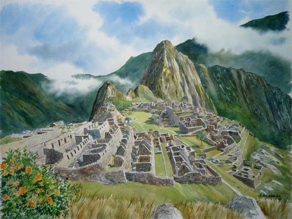 Machu Picchu, Cusco and Sacred Valley Area Art Watercolors by Augusto Argandoa